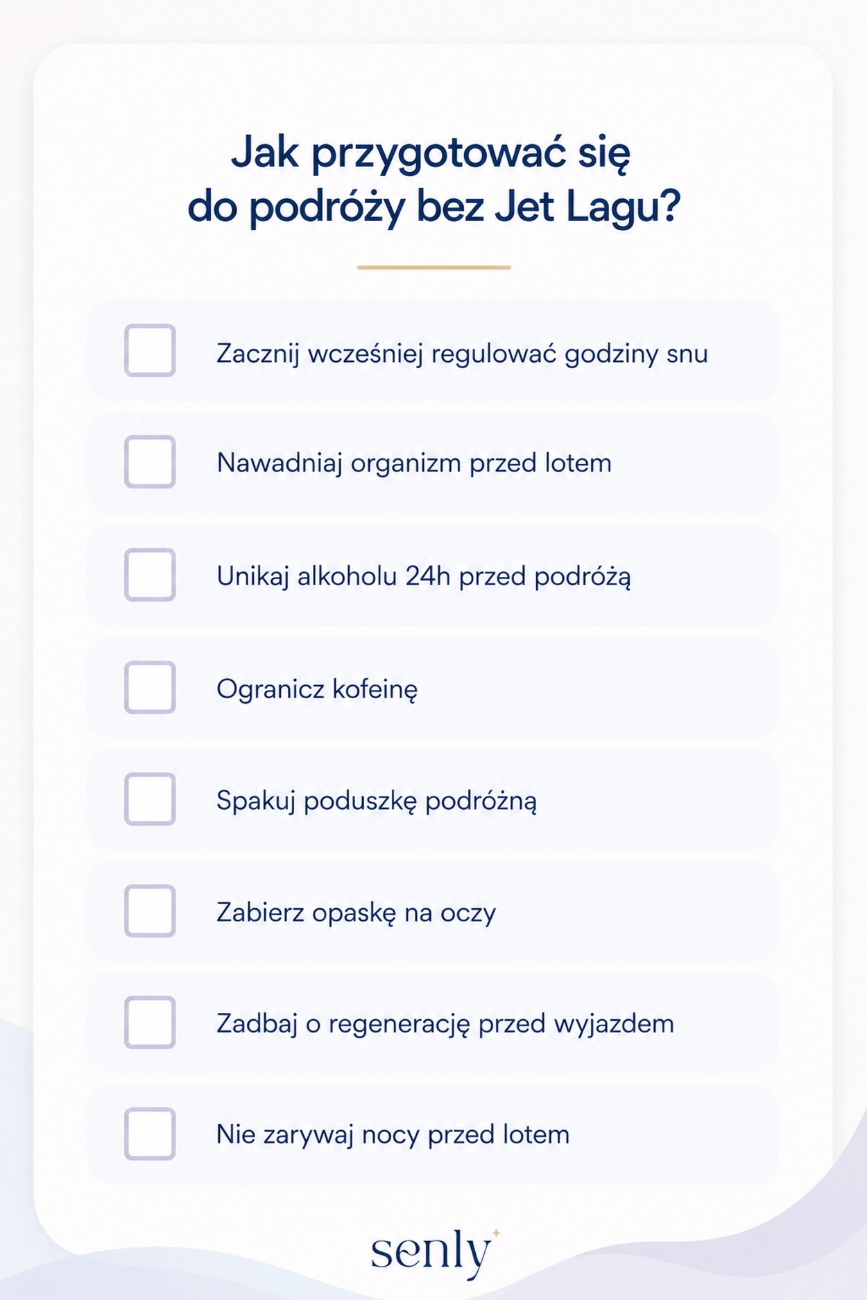 Infografika Sposoby na zmniejszenie jet lagu przed podróżą samolotem i zmianą stref czasowych
