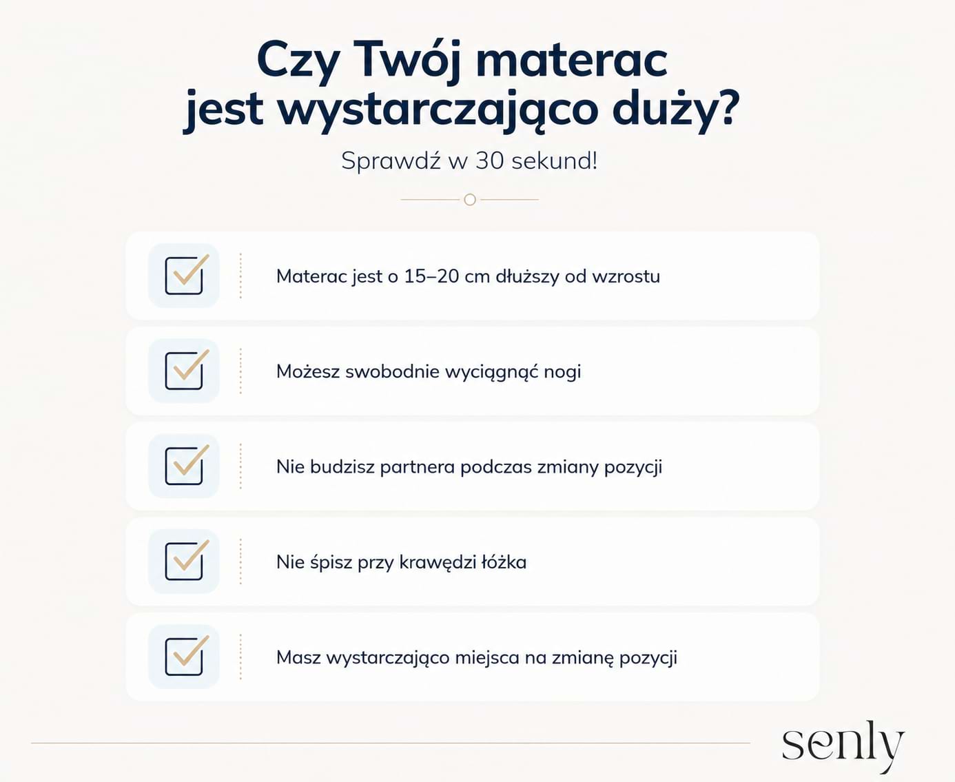 Infografika Jak sprawdzić czy materac ma odpowiedni rozmiar checklista
